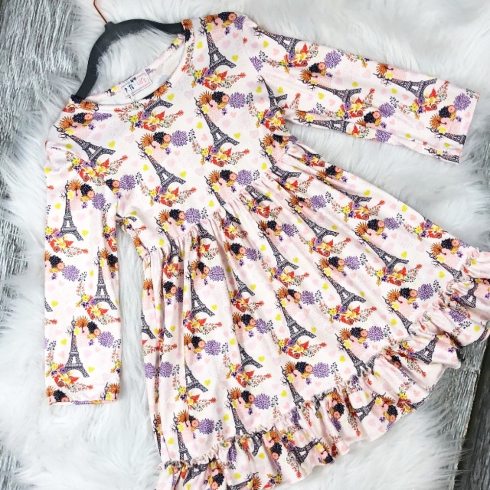 Long Sleeve Dress-Eiffel Tower